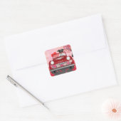 Jack Russell-hond auto met harten Valentijnsdag Vierkante Sticker (Envelop)