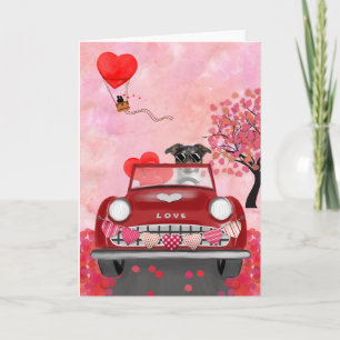 Jack Russell-hond Auto met Hartjes Valentijnsdag Kaart