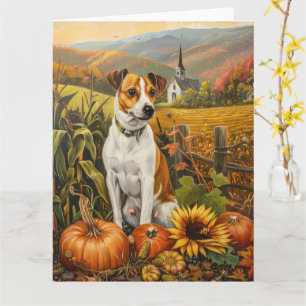 Jack Russell-hond Herfst Oogst Thanksgiving Kaart