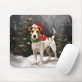 Jack Russell-hond in de sneeuw met Kerstmis Muismat (Met muis)