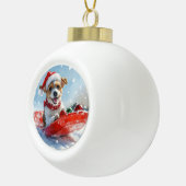 Jack Russell Hond in Sledge Laat het Sneeuw Kerstm Keramische Bal Ornament (Rechts)