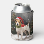 Jack Russell Hond in Sneeuw Kerstmis Blikjeskoeler (Blikje Voorkant)