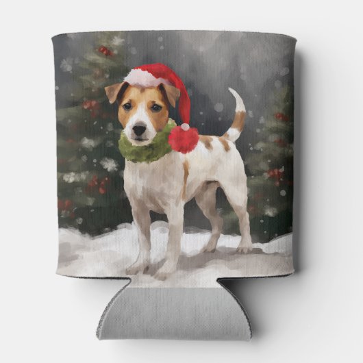Jack Russell Hond in Sneeuw Kerstmis Blikjeskoeler (Achterkant)