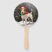 Jack Russell Hond in Sneeuw Kerstmis Handwaaier (Achterkant)
