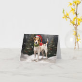 Jack Russell Hond in Sneeuw Kerstmis Kaart (Gele Bloem)