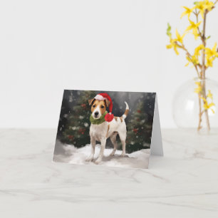 Jack Russell Hond in Sneeuw Kerstmis Kaart
