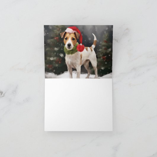Jack Russell Hond in Sneeuw Kerstmis Kaart (Binnen)