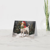 Jack Russell Hond in Sneeuw Kerstmis Kaart (Voorkant)