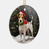 Jack Russell Hond in Sneeuw Kerstmis Keramisch Ornament (Rechts)