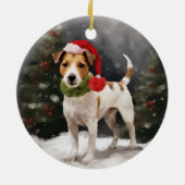 Jack Russell Hond in Sneeuw Kerstmis Keramisch Ornament (Achterkant)