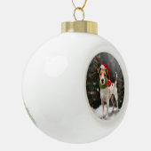 Jack Russell Hond in Sneeuw Kerstmis Keramische Bal Ornament (Links)