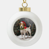 Jack Russell Hond in Sneeuw Kerstmis Keramische Bal Ornament (Voorkant)
