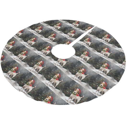 Jack Russell Hond in Sneeuw Kerstmis Kerstboom Rok (Gekanteld)