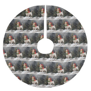 Jack Russell Hond in Sneeuw Kerstmis Kerstboom Rok