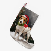 Jack Russell Hond in Sneeuw Kerstmis Kleine Kerstsok (Voorkant (Hangend))