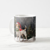 Jack Russell Hond in Sneeuw Kerstmis Koffiemok (Voorkant links)