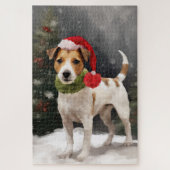 Jack Russell Hond in Sneeuw Kerstmis Legpuzzel (Verticaal)