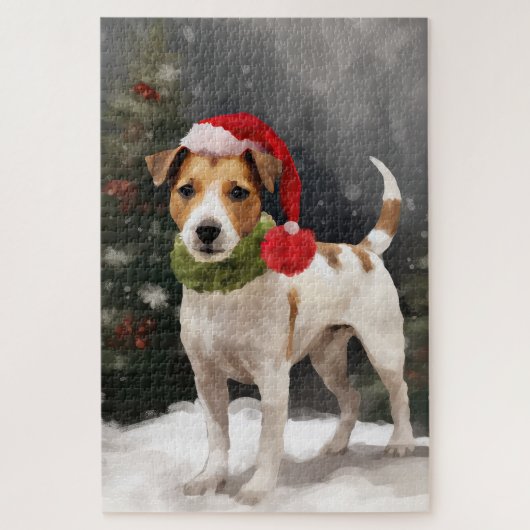 Jack Russell Hond in Sneeuw Kerstmis Legpuzzel (Verticaal)