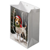 Jack Russell Hond in Sneeuw Kerstmis Medium Cadeauzakje (Voorkant Gekanteld)