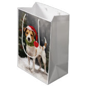 Jack Russell Hond in Sneeuw Kerstmis Medium Cadeauzakje (Achterkant Gekanteld)