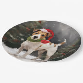 Jack Russell Hond in Sneeuw Kerstmis Papieren Bordje (Gekanteld)