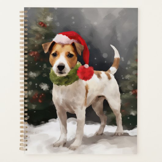 Jack Russell Hond in Sneeuw Kerstmis Planner (Voorkant)
