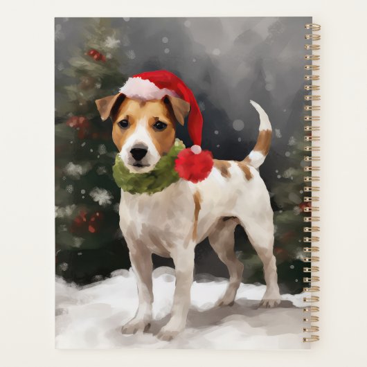 Jack Russell Hond in Sneeuw Kerstmis Planner (Achterkant)