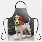 Jack Russell Hond in Sneeuw Kerstmis Schort (Voorkant)