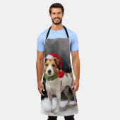 Jack Russell Hond in Sneeuw Kerstmis Schort (Gedragen)