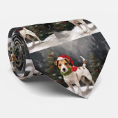 Jack Russell Hond in Sneeuw Kerstmis Stropdas (Opgerold)