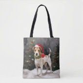 Jack Russell Hond in Sneeuw Kerstmis Tote Bag (Voorkant)