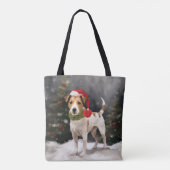 Jack Russell-hond in sneeuw met Kerstmis Tote Bag (Achterkant)