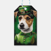 Jack Russell-hond in St. Patrick's Day-jurk Cadeaulabel (Voorkant)