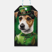 Jack Russell-hond in St. Patrick's Day-jurk Cadeaulabel (Achterkant)