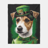 Jack Russell-hond in St. Patrick's Day-jurk Fleece Deken (Voorkant)