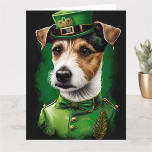 Jack Russell-hond in St. Patrick's Day-jurk Kaart