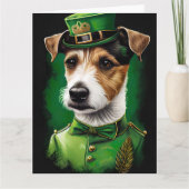 Jack Russell-hond in St. Patrick's Day-jurk Kaart (Voorkant)