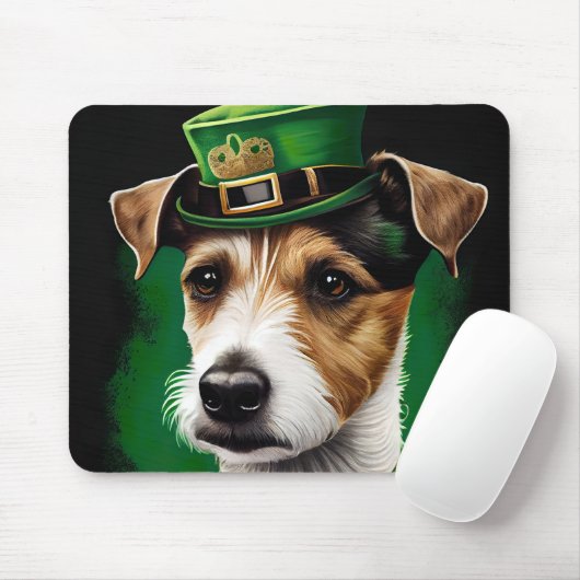 Jack Russell-hond in St. Patrick's Day-jurk Muismat (Met muis)