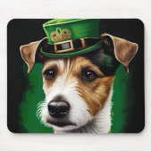 Jack Russell-hond in St. Patrick's Day-jurk Muismat (Voorkant)