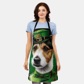 Jack Russell-hond in St. Patrick's Day-jurk Schort (Gedragen)