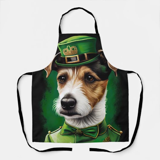 Jack Russell-hond in St. Patrick's Day-jurk Schort (Voorkant)