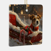 Jack Russell Hond Kerst Feestelijk Keramisch Ornament (Rechts)