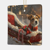 Jack Russell Hond Kerst Feestelijk Keramisch Ornament (Links)