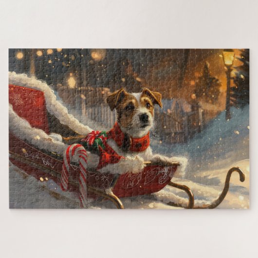 Jack Russell Hond Kerst Feestelijk Legpuzzel (Horizontaal)