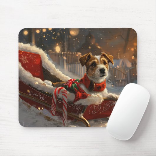 Jack Russell Hond Kerst Feestelijk Muismat (Met muis)