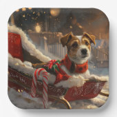 Jack Russell Hond Kerst Feestelijk Papieren Bordje (Voorkant)