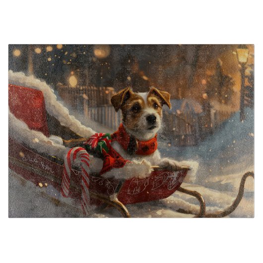 Jack Russell Hond Kerst Feestelijk Snijplank (Voorkant)