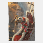 Jack Russell Hond Kerst Feestelijk Theedoek (Verticaal)