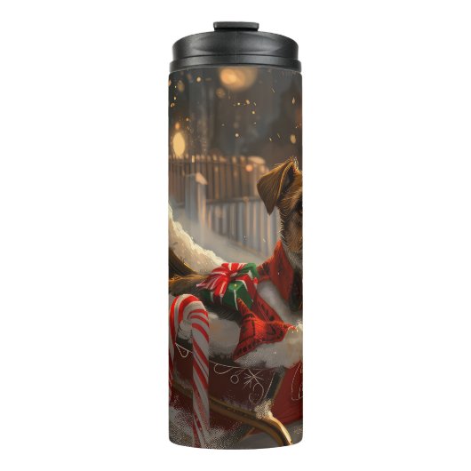 Jack Russell Hond Kerst Feestelijk Thermosbeker (Voorkant)