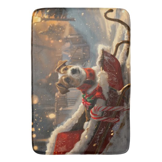 Jack Russell Hond Kerstfeest Badmat (Voorkant Verticaal)